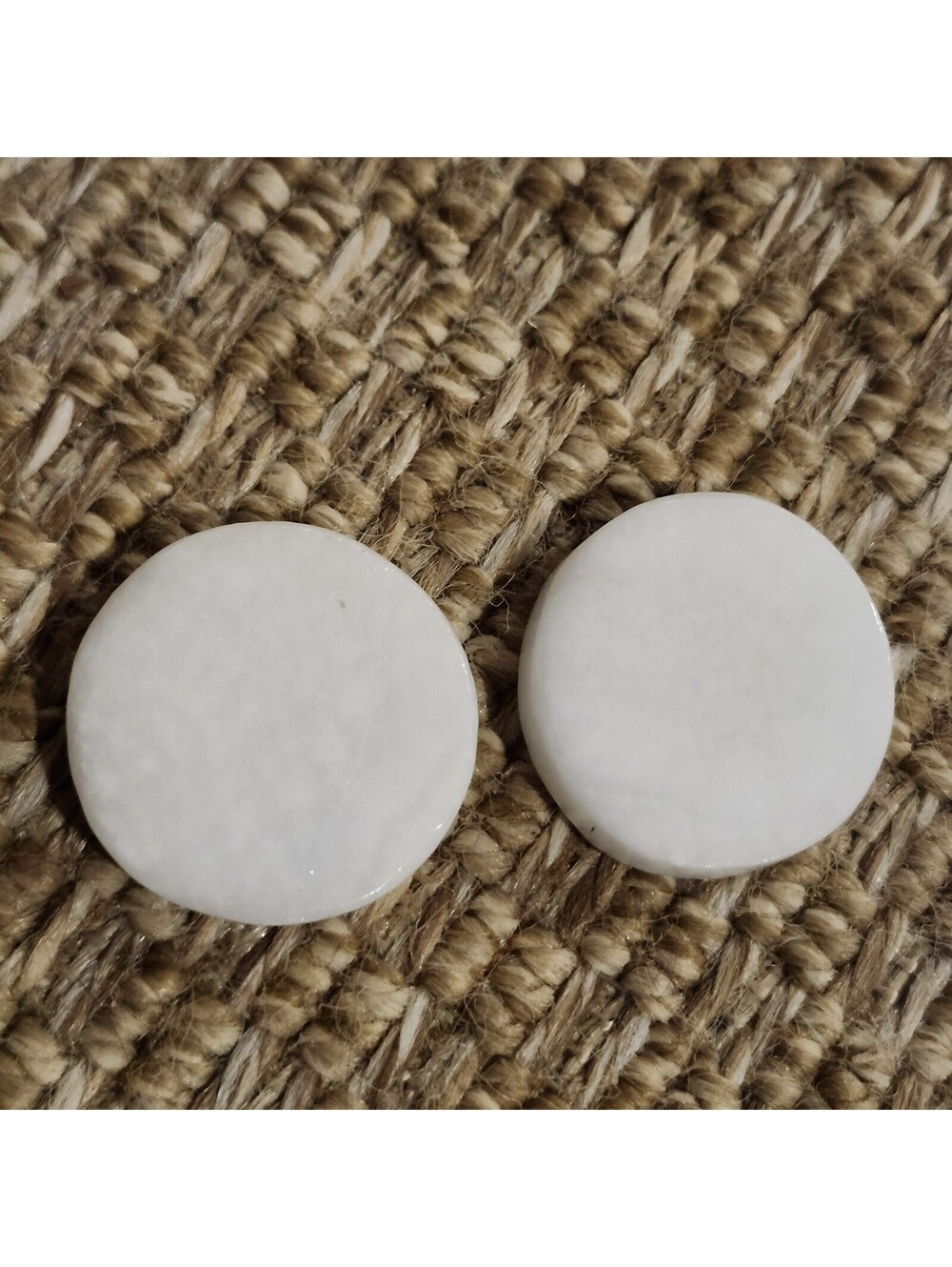 Vtg Backgammon Checkers Marble Stone 2 Game Pieces Replacement White 1.25"